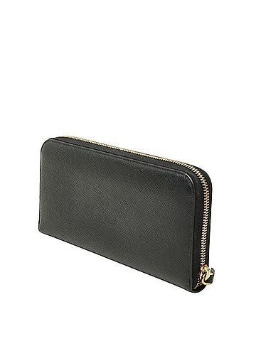 Prada Prada Triangle Logo Plate Long Wallet, Black Saffiano Leather, Women's PRADA (view 2)