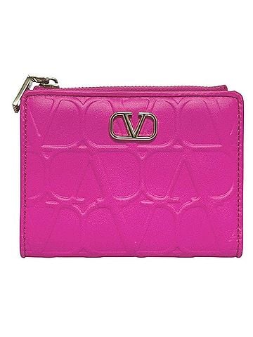 Valentino Valentino Women's Toile Iconograph Bi-fold Wallet, Pink Leather (view 1)