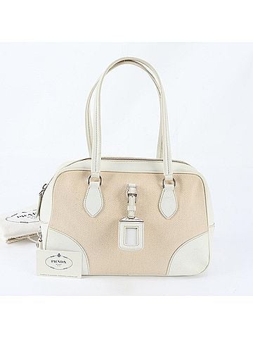Prada Excellent condition Prada bowling handbag with triangular logo, BL0209, leather tote bag/shoulder bag, women's handbag, guarantee card. (view 1)