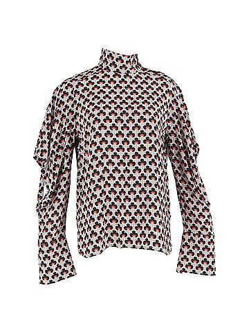 MARNI Marni Cutout Printed Turtleneck Top in Multicolor Silk (view 1)