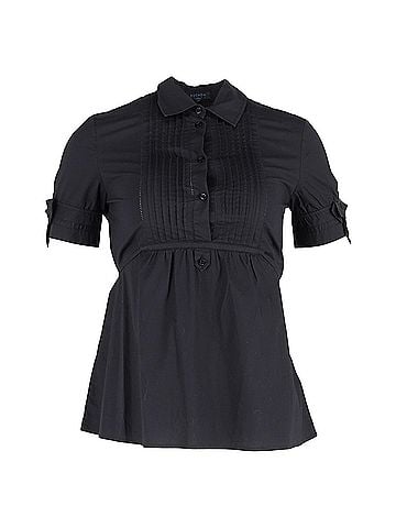 Escada  Escada Tie Waist Short Sleeve Blouse in Black Cotton (view 1)