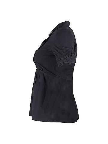 Escada  Escada Tie Waist Short Sleeve Blouse in Black Cotton (view 2)