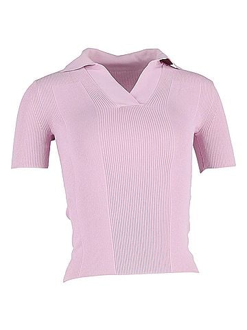 Jacquemus Jacquemus Open-Back Polo Sweater in Pink Viscose (view 1)
