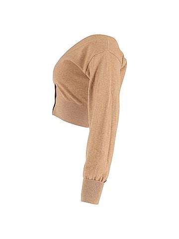 Alexander Wang  Alexander Wang Sheer Yoke Cropped Cardigan in Brown Wool (view 2)