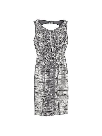 Herve Leger Herve Leger Foil Cutout Bandage Dress in Silver Rayon (view 1)