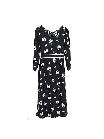 Giorgio Armani Armani Exchange Floral printed Midi Dress in Black Polyester (view 1)