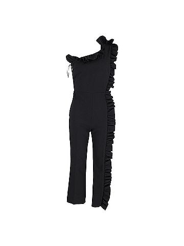 MSGM MSGM One-Shoulder Ruffle-Trimmed Jumpsuit In Black Polyester (view 1)
