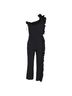 MSGM 100% Synthetic Black MSGM One-Shoulder Ruffle-Trimmed Jumpsuit In Black Polyester Size 10 - photo 1