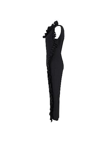 MSGM MSGM One-Shoulder Ruffle-Trimmed Jumpsuit In Black Polyester (view 2)