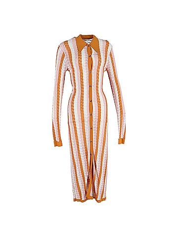 Dodo Bar Or Dodo Bar Or Polka Dar Striped Pointelle-Knit Midi Shirt Dress In Multicolor Viscose (view 1)
