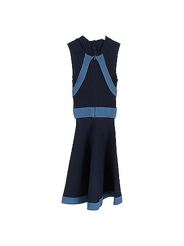Fendi Fendi Knitted Sleeveless Mini Dress in Navy Blue Viscose (view 1)
