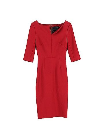 Roland Mouret Roland Mouret Crepe Midi Dress in Red Viscose (view 1)