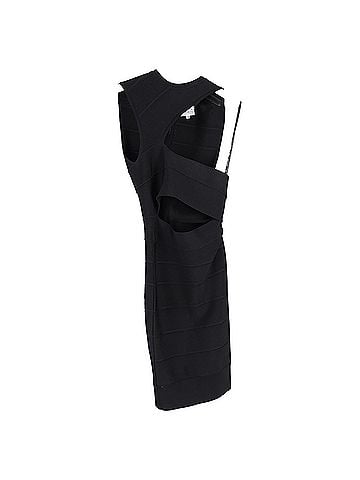 Herve Leger  Herve Leger One Shoulder Cutout Mini Dress in Black Rayon (view 1)