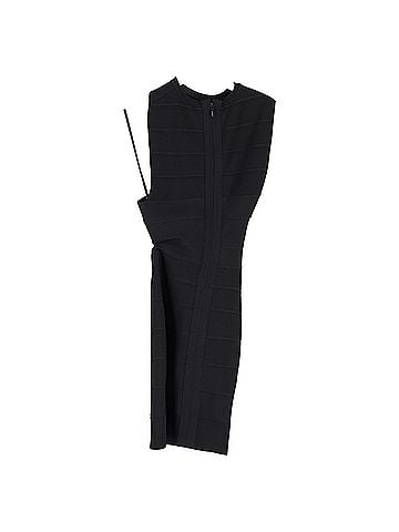 Herve Leger  Herve Leger One Shoulder Cutout Mini Dress in Black Rayon (view 2)