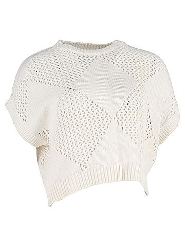 Brunello Cucinelli Brunello Cucinelli Knit Vest Top in White Cotton (view 1)