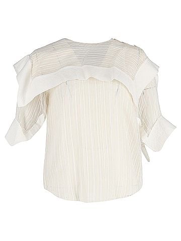 Chloé Chloé Overlay Striped Blouse in White Silk (view 1)