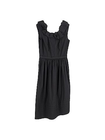 Prada Prada Ruffled Midi Dress in Black Cotton (view 1)