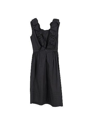 Prada Prada Ruffled Midi Dress in Black Cotton (view 2)