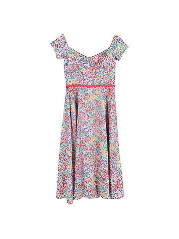 Saloni  Saloni Printed Off-Shoulder Midi Dress in Multicolor Polyester  (view 1)