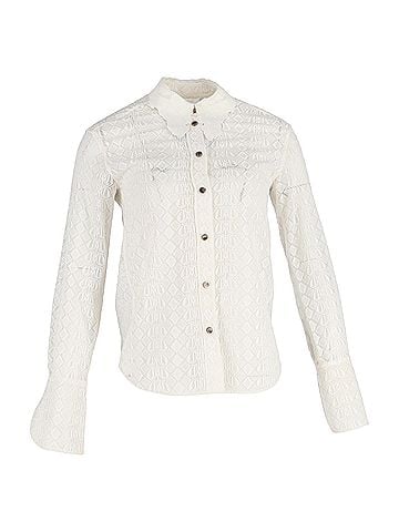 Chloé  Chloé Lace Button-Down Blouse in White Polyester (view 1)