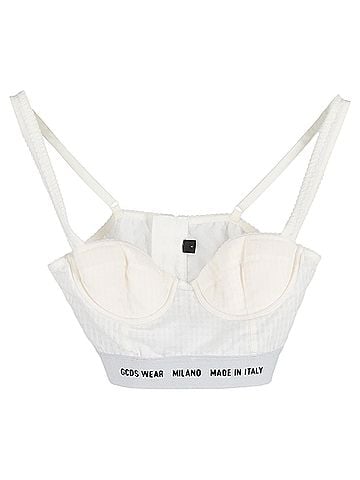GCDS GCDS Printed Bustier Top in Cream Cotton (view 1)