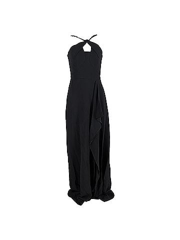 Roland Mouret Roland Mouret Embellished-Strap Ruffled Maxi Dress in Black Viscose (view 1)