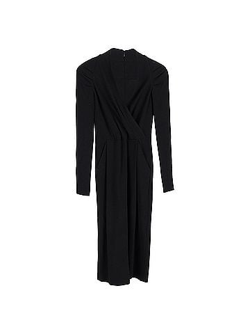 Giorgio Armani  Armani Collezioni Long Sleeve Midi Dress in Black Polyester (view 1)