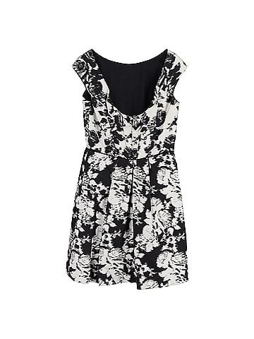 Oscar De La Renta  Oscar De La Renta Floral-Print Mini Dress in Black and White Cotton (view 2)