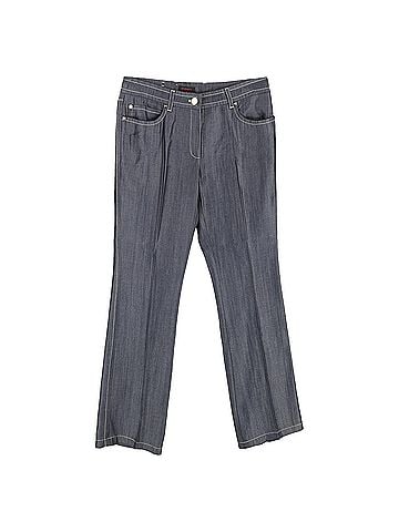 Escada  Escada Visible Stitch Detail Straight-Leg Trousers in Grey Cotton (view 1)