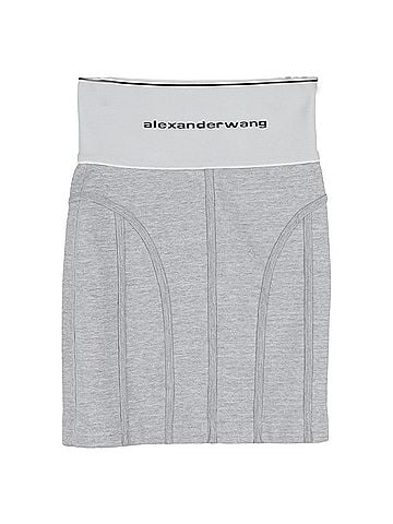 Alexander Wang  Alexander wang Logo Elastic Mini Skirt in Grey Cotton (view 1)