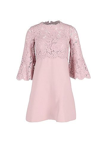 Mario Valentino Valentino Lace Mini Dress in Pink Cotton (view 1)