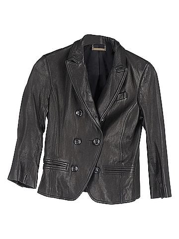 Diane von Furstenberg Diane von Furstenberg Double Breasted Blazer in Black Leather (view 1)