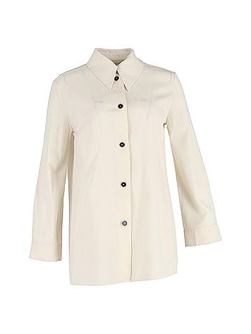 Jil Sander  Jil Sander Button-Down Long Sleeve Shirt in Cream Cotton (view 1)