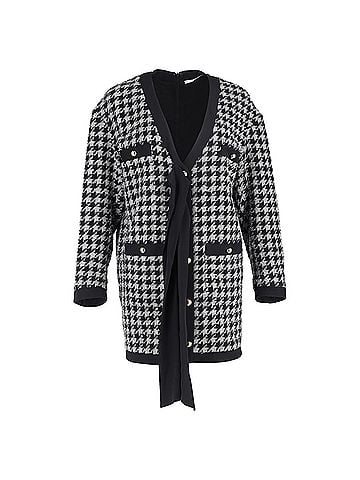 Alessandra Rich Alessandra Rich Houndstooth Mini Dress in Black and Grey Polyamide (view 1)