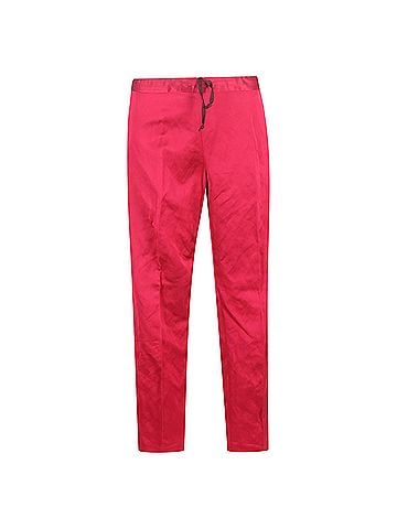 Dries Van Noten  Dries Van Noten Drawstring Wide-Leg Trousers in Pink Silk (view 1)