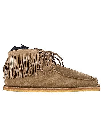 Saint Laurent  Saint Laurent Nino Fringed Ankle Boots in Brown Suede (view 1)