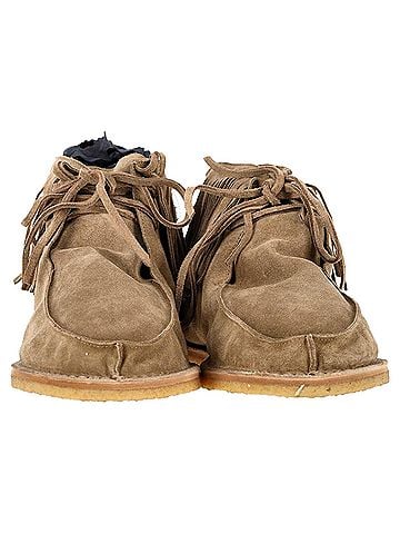 Saint Laurent  Saint Laurent Nino Fringed Ankle Boots in Brown Suede (view 2)