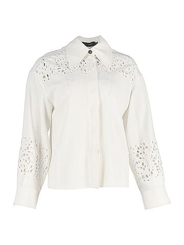 Proenza Schouler Proenza Schouler Broderie Anglaise Crepe Shirt in White Triacetate (view 1)