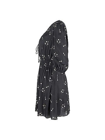 Maje Maje Sequin-Embellished V-Neck Mini Dress in Black Polyester (view 2)