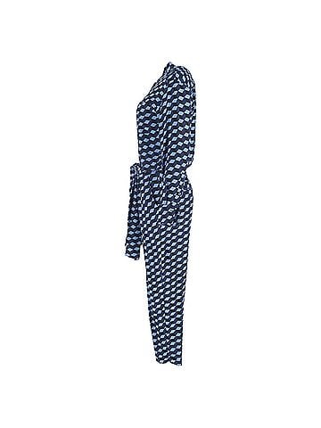 Diane von Furstenberg  Diane Von Furstenberg Geometric Printed Long Sleeve Jumpsuit in Blue Viscose (view 2)