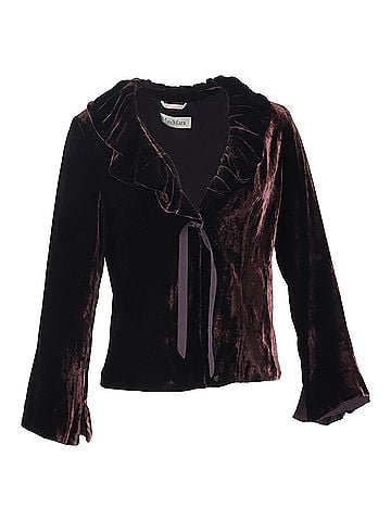 maxmara Max Mara Frilled Collar Bow Blazer in Burgundy Velvet (view 1)
