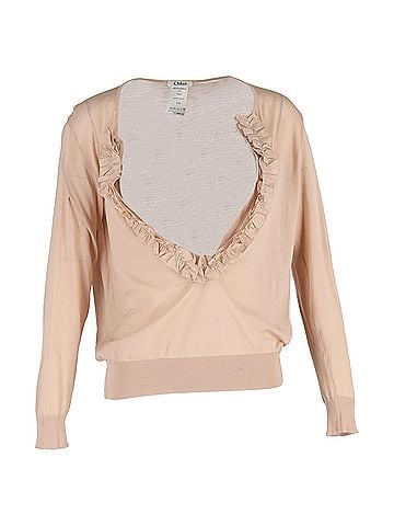 Chloé Chloé Ruffle Sweater in Pastel Pink Silk (view 1)