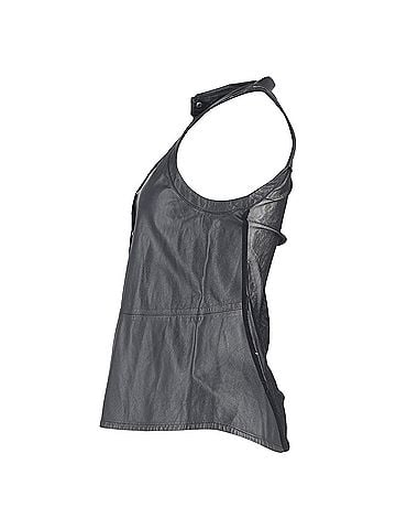 Cue Dion Lee Buttoned Sheer Back Sleeveless Top in Black Leather (view 2)