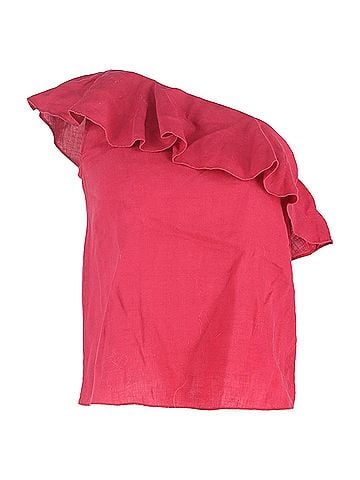 Isabel Marant Etoile Isabel Marant One Shoulder Top in Pink Linen (view 1)