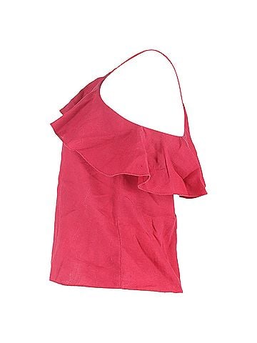 Isabel Marant Etoile Isabel Marant One Shoulder Top in Pink Linen (view 2)