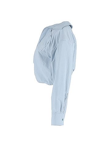 Jacquemus Jacquemus Mejean Cropped Poplin Shirt in Light Blue Cotton (view 2)