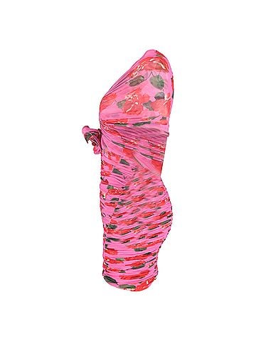 Magda Butrym Magda Butrym Floral-Print Ruched Off-Shoulder Mini Dress In Pink Polyamide (view 2)