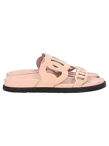 Hermès Hermès Extra Sandals in Pink Suede  (view 1)