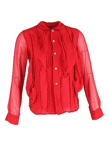 Comme des Garçons Comme des Garçons Frille Button Up Blouse in Red Silk (view 1)