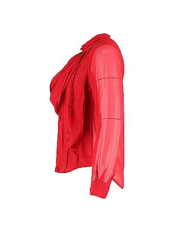 Comme des Garçons Comme des Garçons Frille Button Up Blouse in Red Silk (view 2)